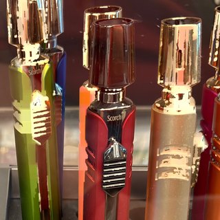 Scorch Torch Jet Torch Lighter, Red and Gold on the shelf at Glen Smoke Shop