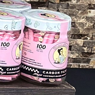 Blazy Susan Carbon Filters Jar (coconut-based activated carbon, 100 per jar) on the shelf at Glen Smoke Shop