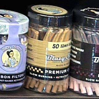 Blazy Susan Premium Cones Jar (50 per jar) on the shelf at Glen Smoke Shop