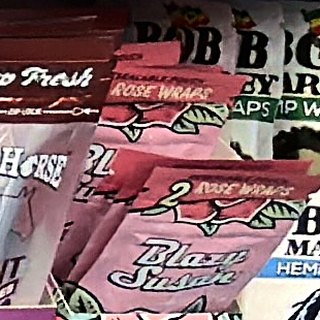 Blazy Susan Rose Wraps (made with real rose petals, tobacco free) on the shelf at Glen Smoke Shop