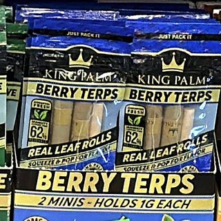 King Palm Berry Terps Real Leaf Rolls on the shelf at Glen Smoke Shop