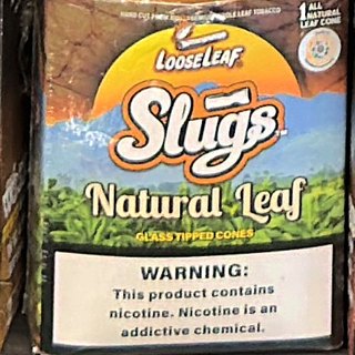 LooseLeaf Slugs Natural Leaf Glass-Tipped Cones on the shelf at Glen Smoke Shop