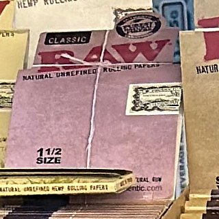 RAW Classic 1 1/2 Size Rolling Papers on the shelf at Glen Smoke Shop