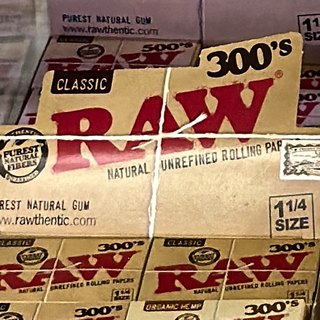 RAW Classic 300's 300's 1 1/4 Rolling Papers on the shelf at Glen Smoke Shop