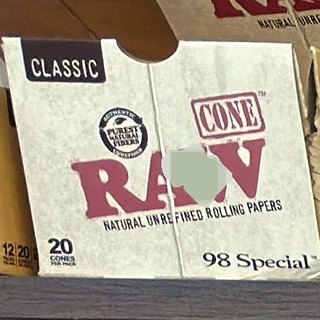 RAW Classic Cone 98 Special Cones (20 per pack) on the shelf at Glen Smoke Shop