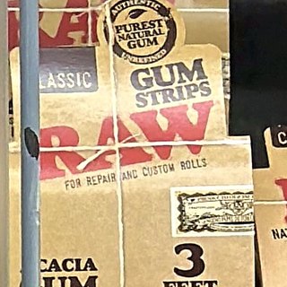 RAW Classic Gum Strips (3 foot rolls, acacia gum) on the shelf at Glen Smoke Shop