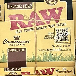 RAW Organic Hemp Connoisseur Connoisseur King Size Slim + Tips on the shelf at Glen Smoke Shop