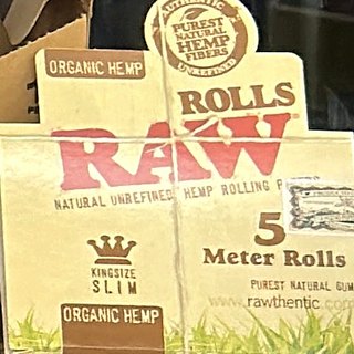 RAW Organic Hemp Organic Hemp Rolls 5 Metre on the shelf at Glen Smoke Shop