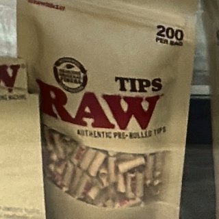 RAW Pre-Rolled Tips Bag (200 tips) on the shelf at Glen Smoke Shop