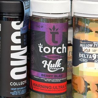 Torch Hulk Gummies Berry Blast on the shelf at Glen Smoke Shop