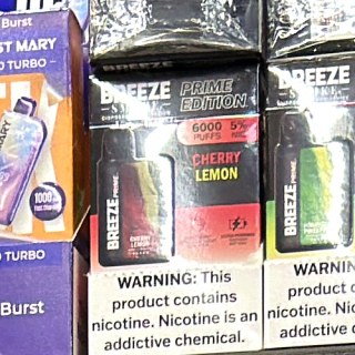 Breeze Smoke Prime Edition 6000 Cherry Lemon on the shelf at Glen Smoke Shop