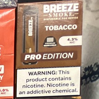 Breeze Smoke Pro Edition Tobacco on the shelf at Glen Smoke Shop