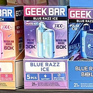 Geek Bar Mate Kit Blue Razz Ice on the shelf at Glen Smoke Shop