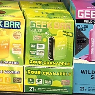 Geek Bar Pulse 15000 Sour Cranapple on the shelf at Glen Smoke Shop