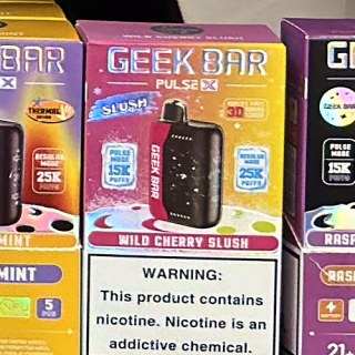 Geek Bar Pulse X Wild Cherry Slush on the shelf at Glen Smoke Shop