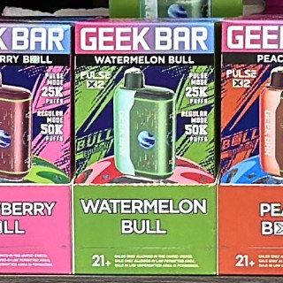 Geek Bar Pulse X2 (Bull Edition) Watermelon Bull on the shelf at Glen Smoke Shop