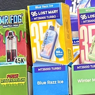 Lost Mary MT35000 Turbo Blue Razz Ice on the shelf at Glen Smoke Shop