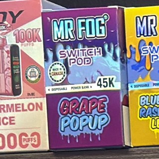Mr Fog Switch Pod 45K Grape Popup on the shelf at Glen Smoke Shop
