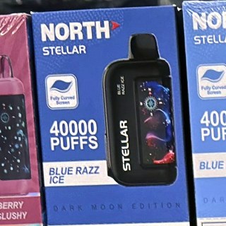 North Stellar 40000 (Dark Moon Edition) Blue Razz Ice on the shelf at Glen Smoke Shop