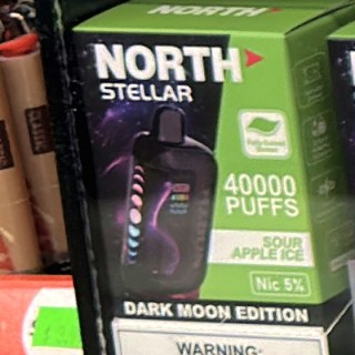 North Stellar 40000 (Dark Moon Edition) Sour Apple Ice on the shelf at Glen Smoke Shop
