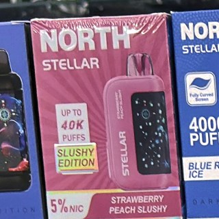 North Stellar 40000 (Slushy Edition) Strawberry Peach Slushy on the shelf at Glen Smoke Shop