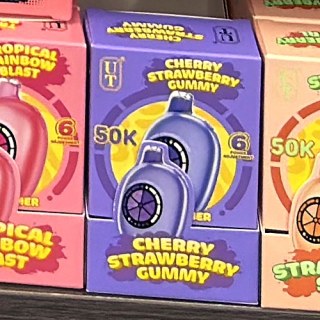 UT 50000 Cherry Strawberry Gummy on the shelf at Glen Smoke Shop